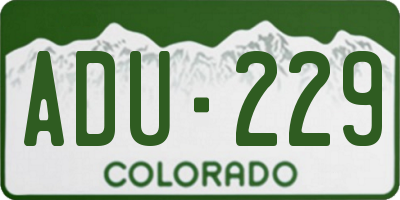 CO license plate ADU229