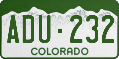 CO license plate ADU232