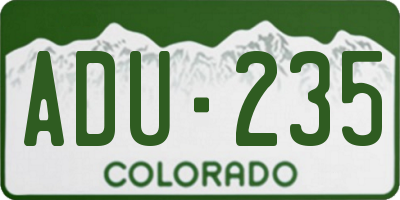 CO license plate ADU235