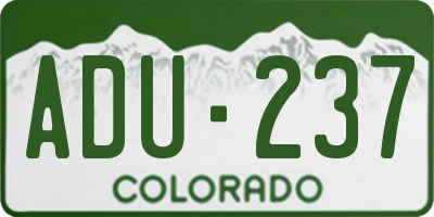 CO license plate ADU237