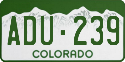 CO license plate ADU239