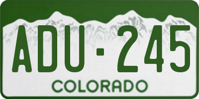 CO license plate ADU245