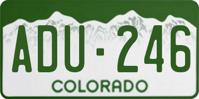 CO license plate ADU246