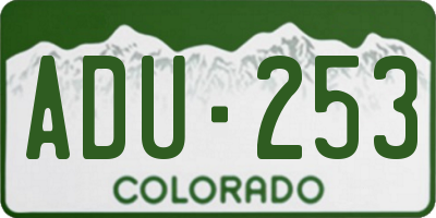 CO license plate ADU253