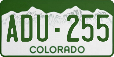 CO license plate ADU255