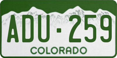 CO license plate ADU259