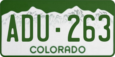 CO license plate ADU263
