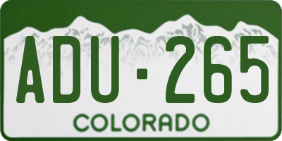 CO license plate ADU265