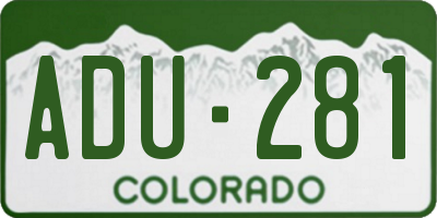 CO license plate ADU281