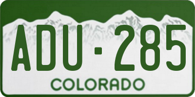 CO license plate ADU285
