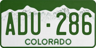 CO license plate ADU286