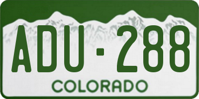 CO license plate ADU288