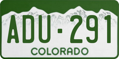 CO license plate ADU291