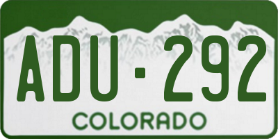CO license plate ADU292