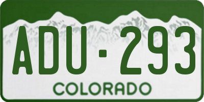 CO license plate ADU293