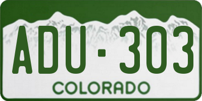 CO license plate ADU303