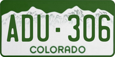 CO license plate ADU306