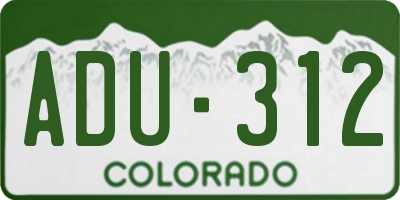 CO license plate ADU312