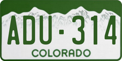 CO license plate ADU314