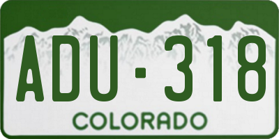 CO license plate ADU318
