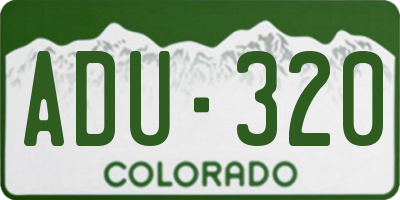 CO license plate ADU320