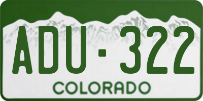CO license plate ADU322