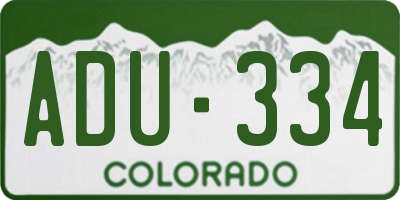 CO license plate ADU334