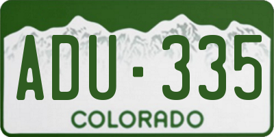 CO license plate ADU335