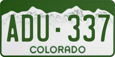 CO license plate ADU337