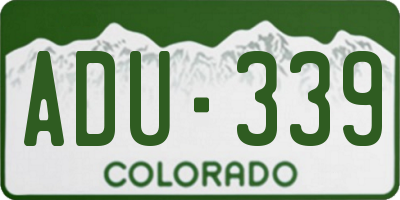 CO license plate ADU339