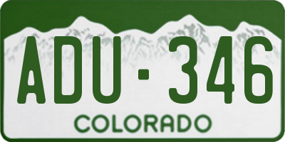 CO license plate ADU346