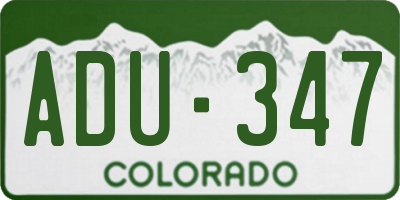CO license plate ADU347