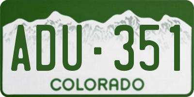 CO license plate ADU351