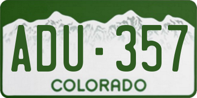 CO license plate ADU357