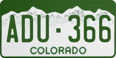 CO license plate ADU366