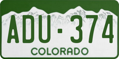 CO license plate ADU374