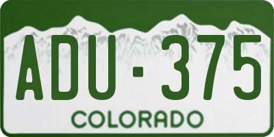 CO license plate ADU375