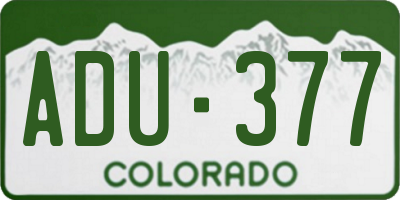 CO license plate ADU377