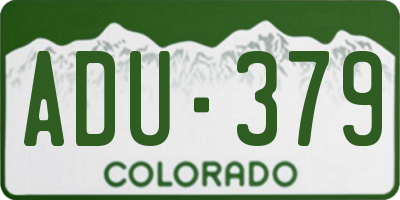 CO license plate ADU379
