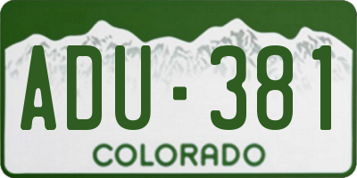 CO license plate ADU381