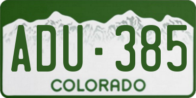CO license plate ADU385
