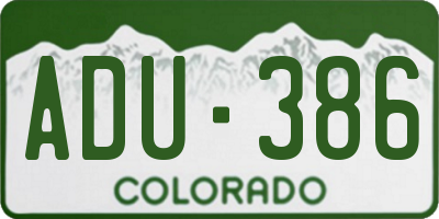 CO license plate ADU386