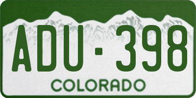 CO license plate ADU398