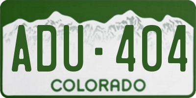 CO license plate ADU404