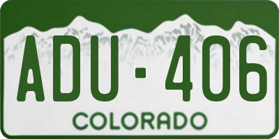 CO license plate ADU406