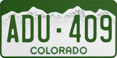 CO license plate ADU409