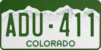 CO license plate ADU411