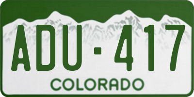 CO license plate ADU417