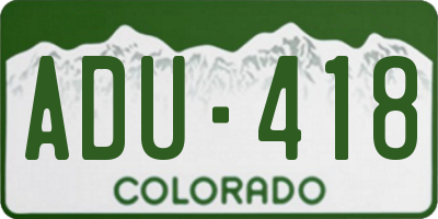 CO license plate ADU418