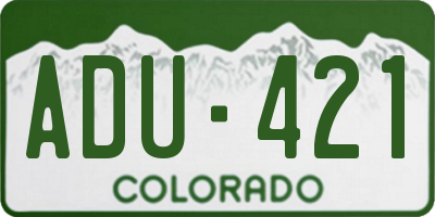 CO license plate ADU421